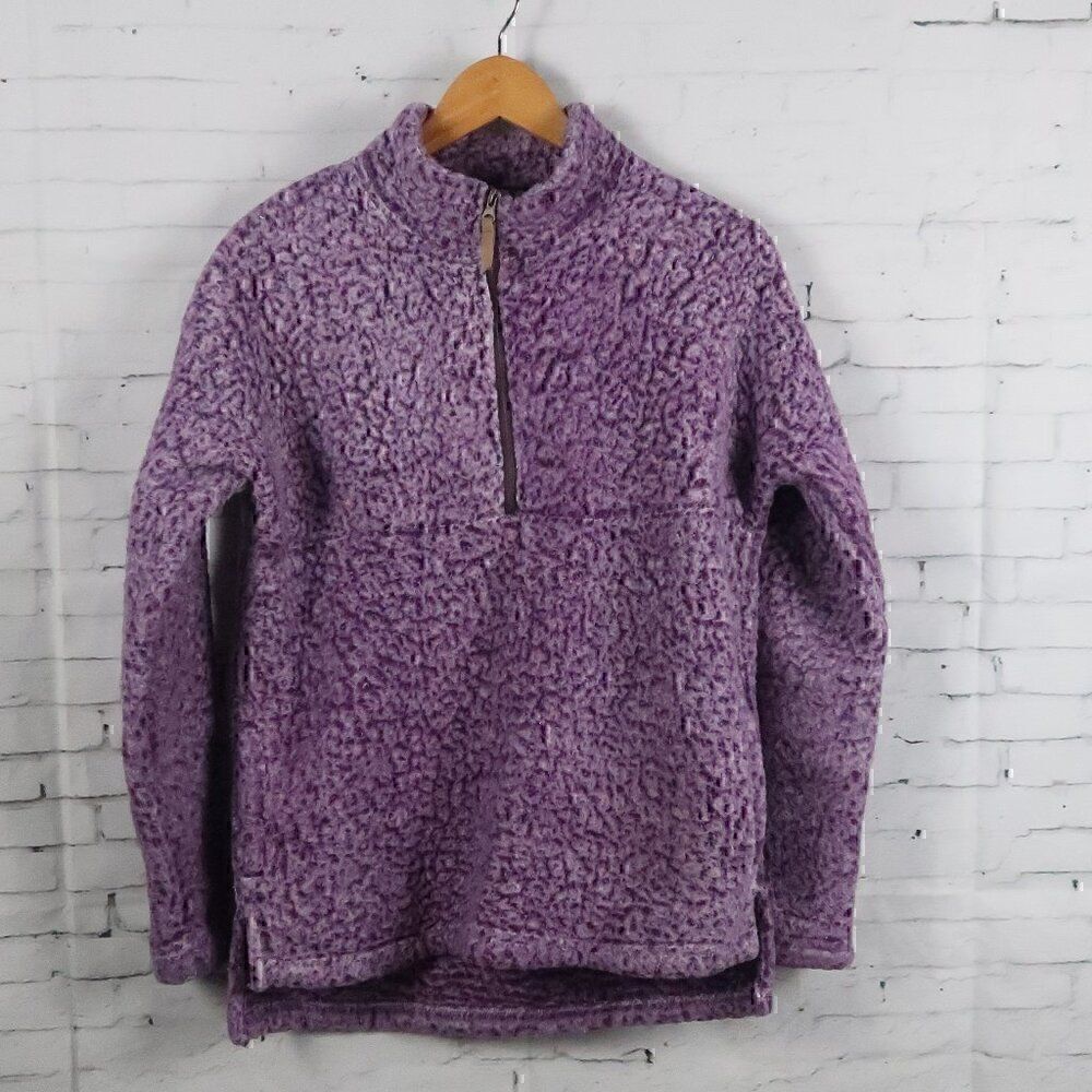 TIME AND TRU PURPLE PEARL TEDDY SHERPA FLEECE PULL OVER 1/2 ZIP JACKET SIZE S